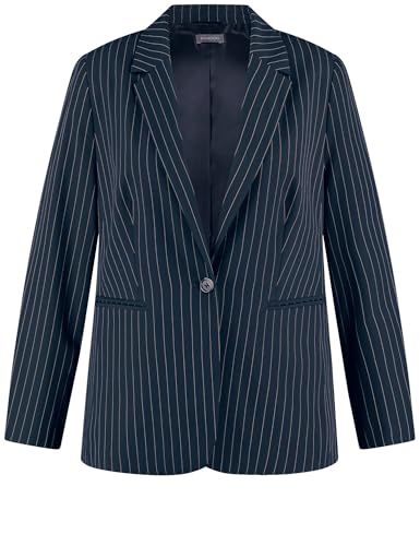 Samoon Damen Figurumspielender Blazer mit feinen Nadelstreifen Langarm gestreift Navy 50 von Samoon