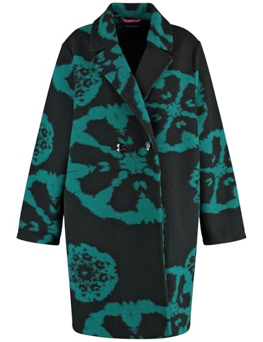 Samoon Damen Flauschiger Kurzmantel Langarm Gemustert Black Gemustert 50 von Samoon