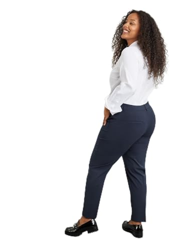 Samoon Damen Gepflegte 7/8 Hose mit Bügelfalten Greta unifarben 7/8 Länge Navy 44 von Samoon