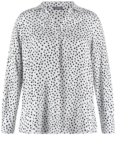 Samoon Damen Gepunktete Bluse mit V-Ausschnitt Langarm gepunktet Offwhite Gemustert 48 von Samoon