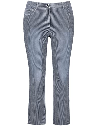 Samoon Damen Gestreifte 7/8 Jeans Betty Jeans Hose Jeans verkürzt 7/8 Jeans gestreift 7/8 Länge Mood Blue Gemustert 50 von Samoon