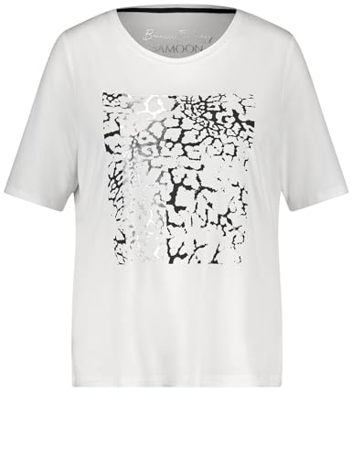 Samoon Damen Halbarmshirt mit Frontprint halber Arm Frontprint White Gemustert. 54 von Samoon