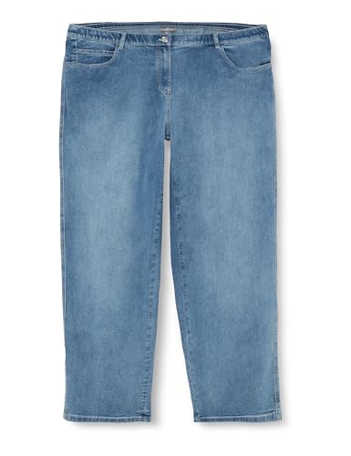Samoon Damen Jeans mit weitem Bein Carlotta unifarben, Washed-Out-Effekt reguläre Länge Bleached Blue Denim 52 von Samoon