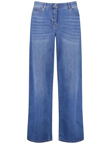 Samoon Damen Jeans mit weitem Bein Carlotta unifarben, Washed-Out-Effekt reguläre Länge Bleached Blue Denim 54 von Samoon