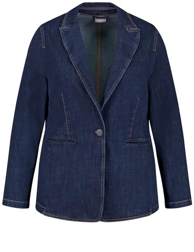 Samoon Damen Jeansblazer mit Kontraststepp Langarm unifarben Raw Blue Denim 48 von Samoon