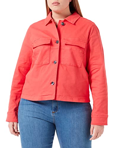 Samoon Damen Jeansjacke aus Organic Cotton Langarm, Manschette unifarben Strawberry Red 42 von Samoon