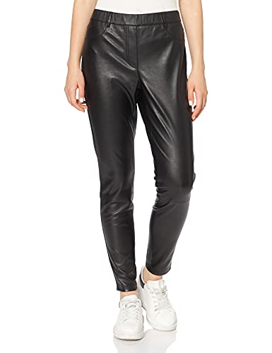 Samoon Damen Jeggings Lucy in Leder-Optik Hose Freizeit verkürzt Hose unifarben leicht verkürztes Bein Black 44 von Samoon