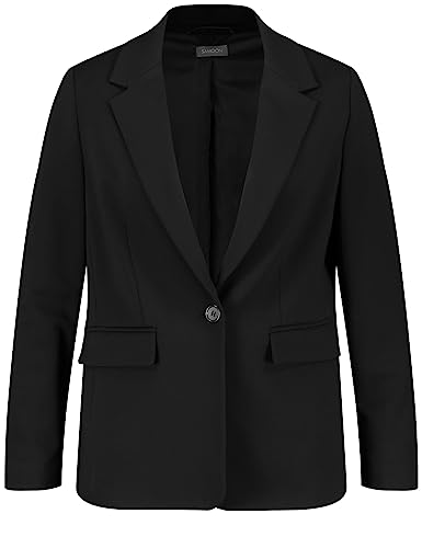 Samoon Damen Klassischer Blazer Langarm, geknöpfte Armschlitze unifarben Black 44 von Samoon