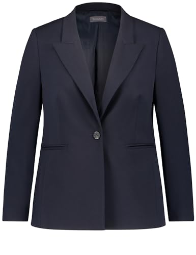 Samoon Damen Klassischer Blazer mit Paspeltaschen Langarm unifarben Navy 46 von Samoon