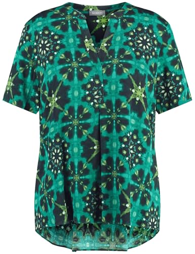 Samoon Damen Kurzarmbluse mit Print Kurzarm Gemustert Smaragd Gemustert 48 von Samoon