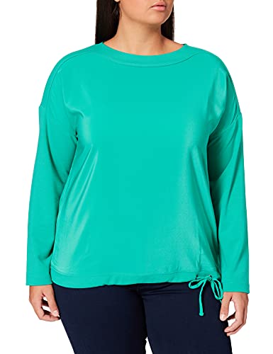 Samoon Damen Langarmshirt mit Tunnelzug Langarm T-Shirt Langarm Rundhals Langarmshirt unifarben Electric Green 44 von Samoon