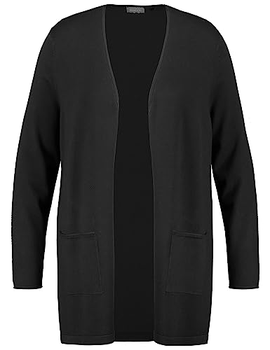 Samoon Damen Langer Cardigan Langarm unifarben Black 44 von Samoon