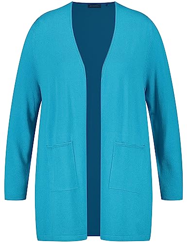 Samoon Damen Langer Cardigan Langarm unifarben River Blue 52 von Samoon