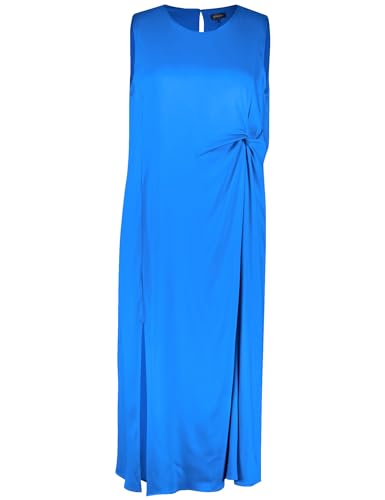 Samoon Damen Langes Kleid mit seitlicher Raffung ärmellos unifarben lang, wadenlang Digital Blue 48 von Samoon