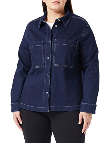 SAMOON Damen 130008-21462 Jacke Jeans + Gewebe, Raw Blue Denim, 44 von Samoon