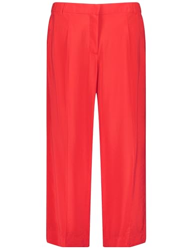 Samoon Damen Leichte 7/8 Hose mit weitem Bein Lotta unifarben 7/8 Länge Power Red 48 von Samoon