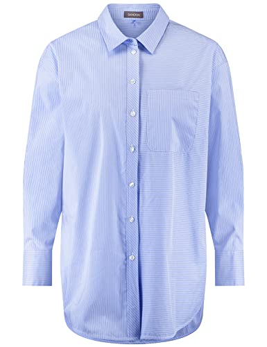 Samoon Damen Longbluse mit Streifen-Dessin Langarm, Manschetten gestreift Sky Blue Gemustert 42 von Samoon