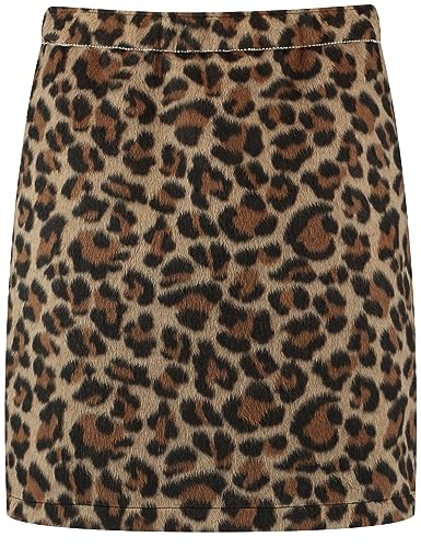 Samoon Damen Minirock mit Leo-Dessin Animal-Print kurz Rustic Oak Gemustert 54 von Samoon