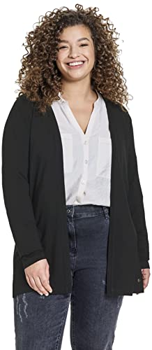 Samoon Damen Offene Shirtjacke Langarm unifarben Schwarz 54 von Samoon