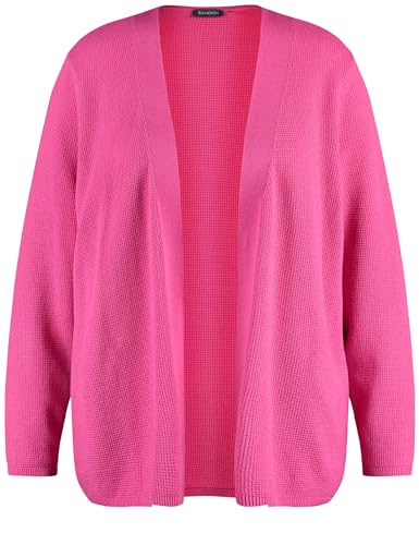 Samoon Damen Offener Cardigan aus Struktur-Strick Langarm unifarben Soft Cranberry 42 von Samoon