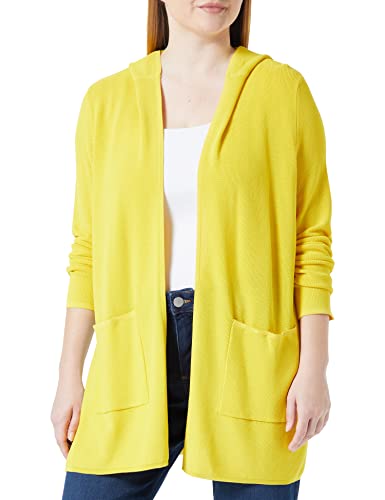 Samoon Damen Offener Long-Cardigan mit Kapuze Langarm unifarben Light Sun 44 von Samoon