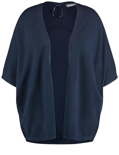 Samoon Damen Oversized-Strickjacke mit Fledermausärmeln Fledermausärmel, halber Arm, Ärmelbündchen unifarben Navy 44 von Samoon