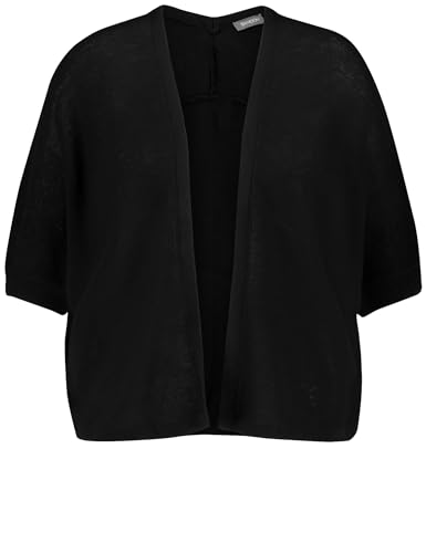 Samoon Damen Oversized-Strickjacke mit halbem Arm Fledermausärmel, Ärmelbündchen, halber Arm unifarben Black 42 von Samoon