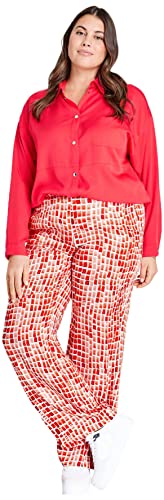 Samoon Damen Palazzohose mit Grafik-Print Eco-Vero Hose Freizeit lang Palazzohose Gemustert reguläre Länge Strawberry Red Gemustert 50 von Samoon