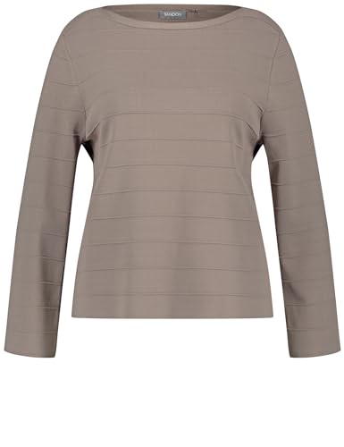 Samoon Damen Pullover mit Streifen-Struktur Langarm unifarben Nordic Taupe 48 von Samoon