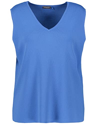 Samoon Damen Pullunder mit V-Ausschnitt ärmellos unifarben Blue Bonnet 48 Samoon Damen Pullunder mit V-Ausschnitt ärmellos unifarben Blue Bonnet 48 von Samoon