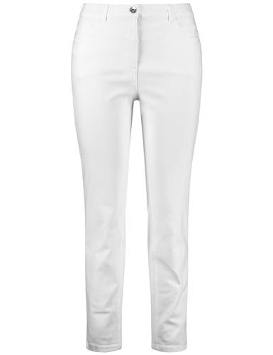 Samoon Damen Slim Fit Jeans Betty unifarben leicht verkürztes Bein White 52 von Samoon