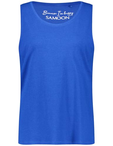 Samoon Damen Softes Basic Top mit Seitenschlitzen ärmellos unifarben Skydiver Blue 50 von Samoon