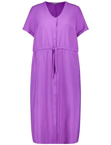 Samoon Damen Sommerkleid in Midilänge Kurzarm, mit Ärmelaufschlag unifarben wadenlang Soft Plum 48 von Samoon
