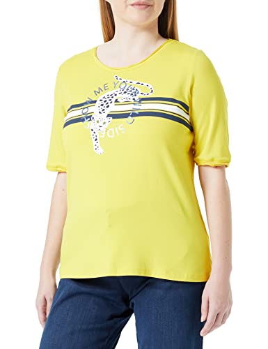 Samoon Damen T-Shirt mit Frontprint Kurzarm Frontprint Light Sun Gemustert 54 von Samoon