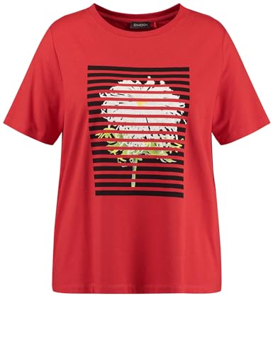 Samoon Damen T-Shirt mit Frontprint Kurzarm Frontprint Power Red Gemustert 50 von Samoon
