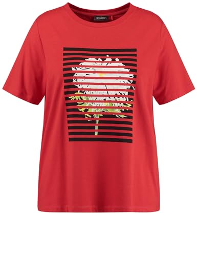 Samoon Damen T-Shirt mit Frontprint Kurzarm Frontprint Power Red Gemustert 52 von Samoon