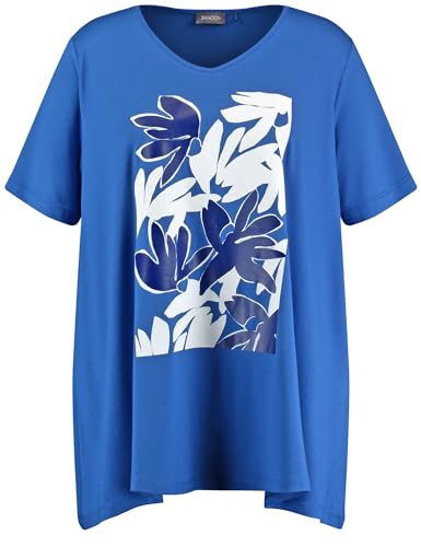 Samoon Damen T-Shirt mit floralem Frontprint Kurzarm Frontprint Blue Splash Gemustert 52 Samoon Damen T-Shirt mit floralem Frontprint Kurzarm Frontprint Blue Splash Gemustert 52 von Samoon
