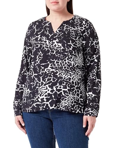 Samoon Damen Tunika mit Allover-Print Langarm, Manschetten Animal-Print Navy Gemustert 42 von Samoon