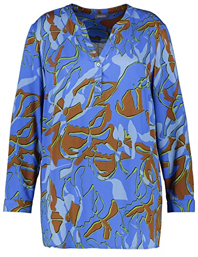 Samoon Damen Tunika mit Allover-Print Langarm Gemustert Blue Bonnet Gemustert 42 von Samoon