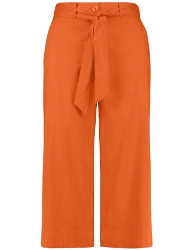 Samoon Damen Weite 3/4 Hose mit Bindegürtel Lotta unifarben 3/4 Länge Happy Orange 44 von Samoon