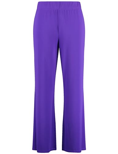 Samoon Damen Weite Hose aus feinem Slinky-Jersey unifarben reguläre Länge Purple Plum 50 von Samoon