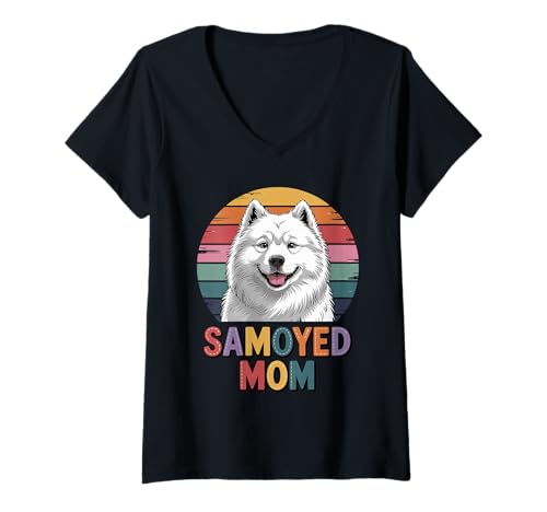 Damen Retro Samoyed Mom Sammies T-Shirt mit V-Ausschnitt Damen Retro Samoyed Mom Sammies T-Shirt mit V-Ausschnitt von Samoyed Dog Lover Gifts