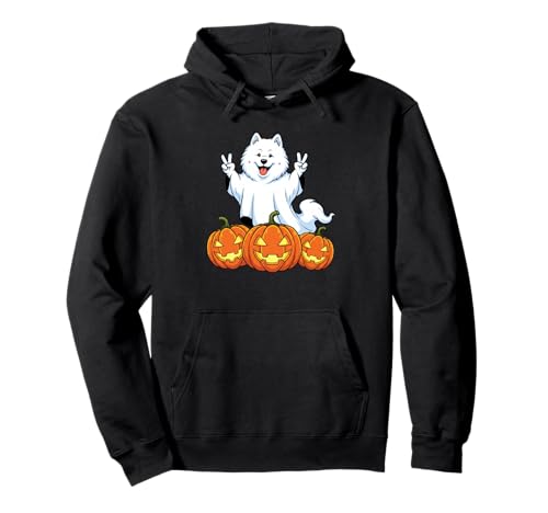 Lustiger Samojede-Geist Kürbis Boo Halloween Kinder Herren Damen Pullover Hoodie von Samoyed Dog Lovers Halloween Ghost Pumpkin Outfits