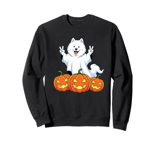 Lustiger Samojede-Geist Kürbis Boo Halloween Kinder Herren Damen Sweatshirt von Samoyed Dog Lovers Halloween Ghost Pumpkin Outfits