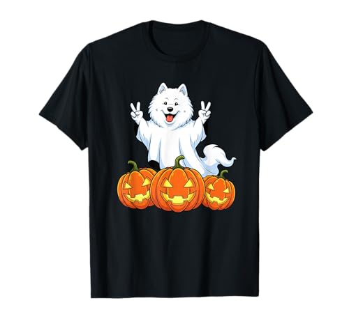 Lustiger Samojede-Geist Kürbis Boo Halloween Kinder Herren Damen T-Shirt von Samoyed Dog Lovers Halloween Ghost Pumpkin Outfits