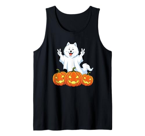 Lustiger Samojede-Geist Kürbis Boo Halloween Kinder Herren Damen Tank Top von Samoyed Dog Lovers Halloween Ghost Pumpkin Outfits