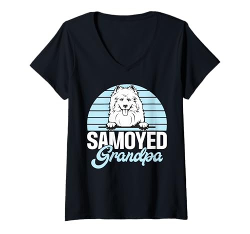 Damen Samojede Opa T-Shirt mit V-Ausschnitt Damen Samojede Opa T-Shirt mit V-Ausschnitt von Samoyed Gifts