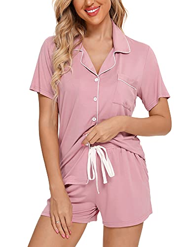Samring Damen-Pyjama-Set, kurzärmelig, Nachtwäsche, Knopfleiste, Shorts, weiche Pyjama-Sets S-XXL, Bohnenpaste, M Samring Damen-Pyjama-Set, kurzärmelig, Nachtwäsche, Knopfleiste, Shorts, weiche Pyjama-Sets S-XXL, Bohnenpaste, M von Samring