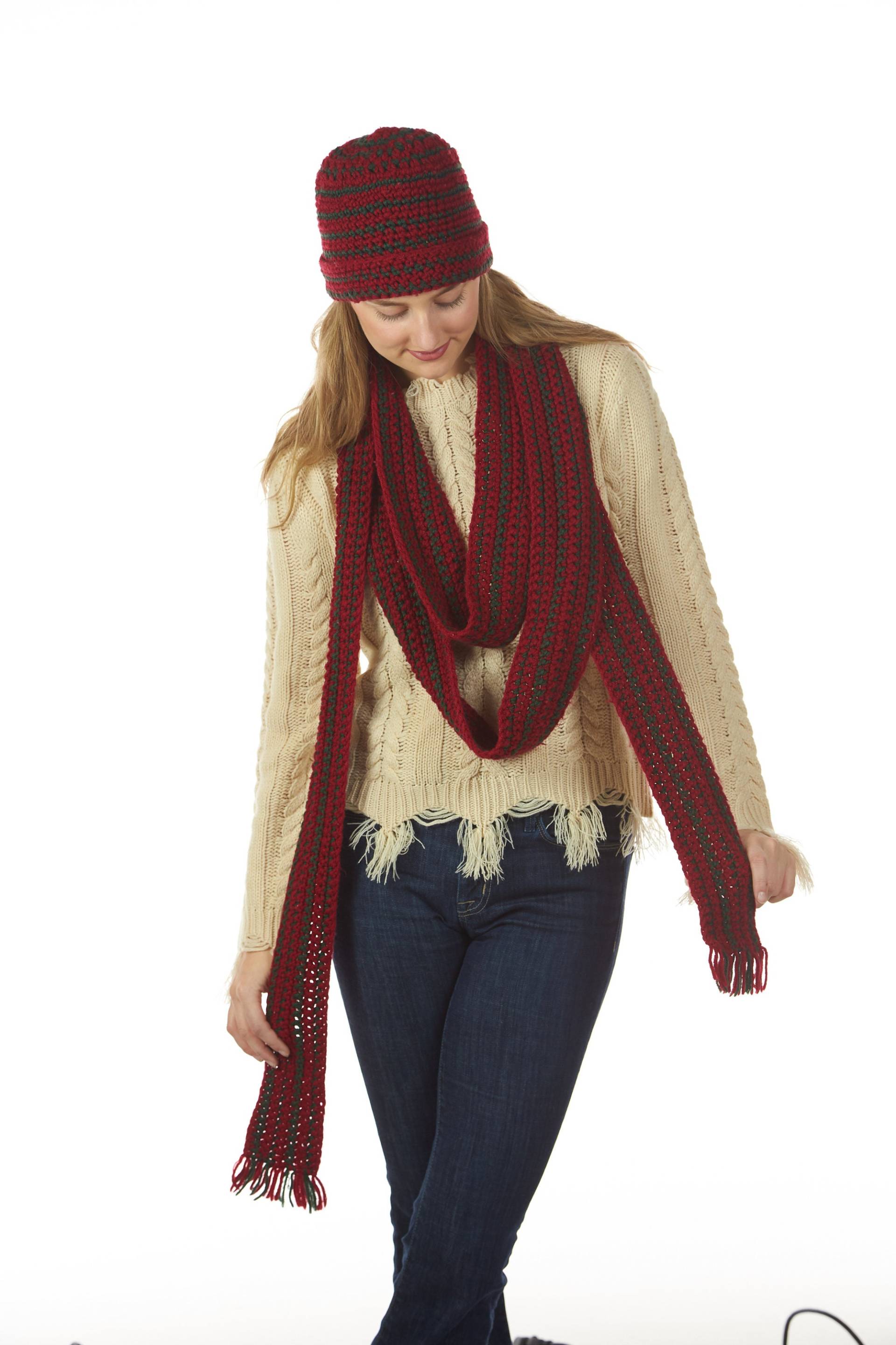 Weihnachten Gestreifte Mütze Und Super Schal Im Set - Künstler Cameo von SamsCrochet