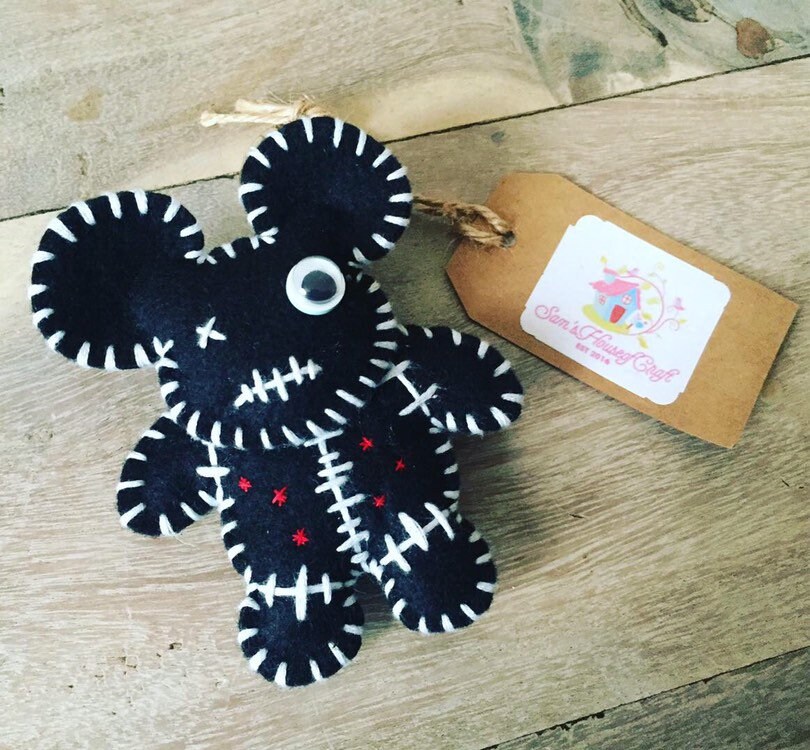 Filz Zombie Maus Schlüsselanhänger Handgemachter Taschenanhänger von SamsHouseofCraft